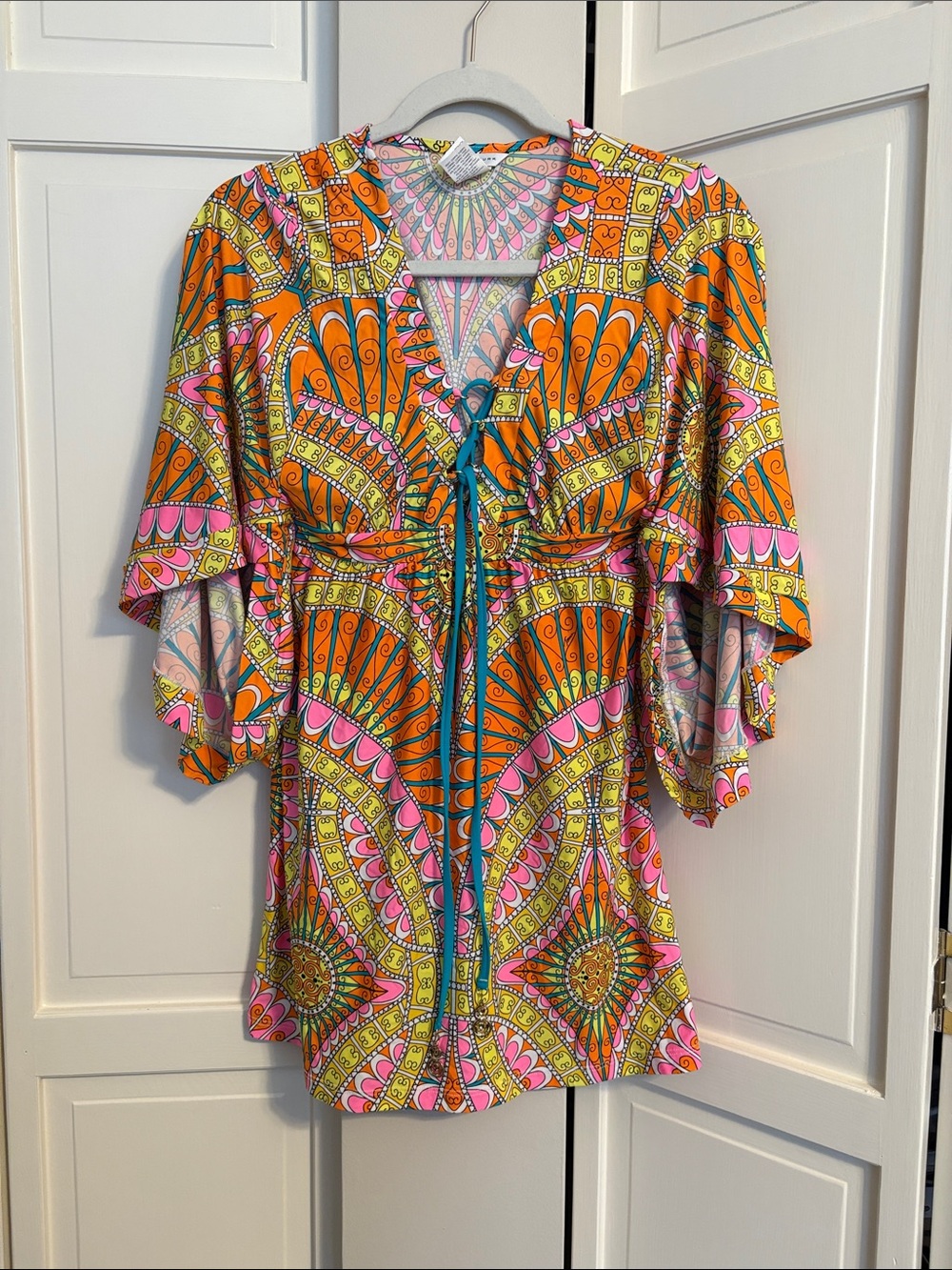 Trina Turk Vibrant Orange,Pink, Yellow Printed Swim One Piece 6 & Cover XS Set - Picture 13 of 15